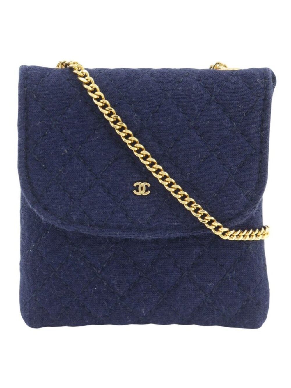 Chanel Chain Pouch Micro Quilted Cotton Navy